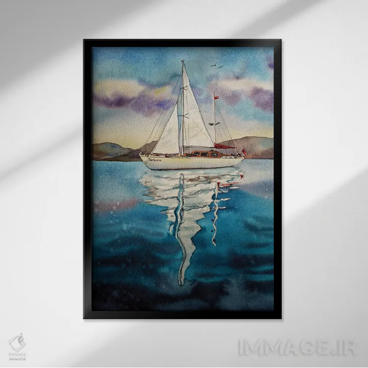 تابلو دکوراتیو بادبان امید اثر دلنارا ال - نمای قابدار مشکی