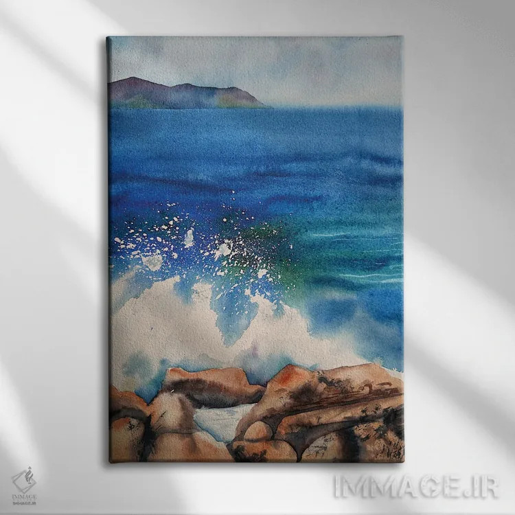 تابلو دکوراتیو موج اثر دلنارا ال - نمای روبهرو روی دیوار