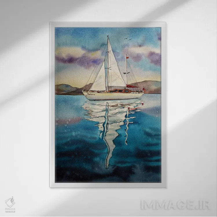 تابلو دکوراتیو بادبان امید اثر دلنارا ال - نمای قابدار سفید