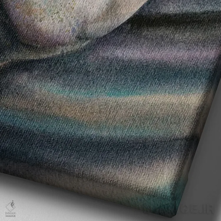 تابلو دکوراتیو همه ما گل در دستان بودا هستیم ۱ اثر دلنارا ال - نمای نزدیک بافت بوم