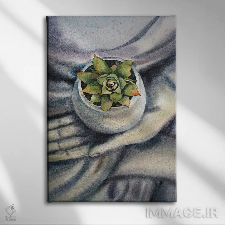 تابلو دکوراتیو همه ما گل در دستان بودا هستیم ۲ اثر دلنارا ال - نمای روبهرو روی دیوار