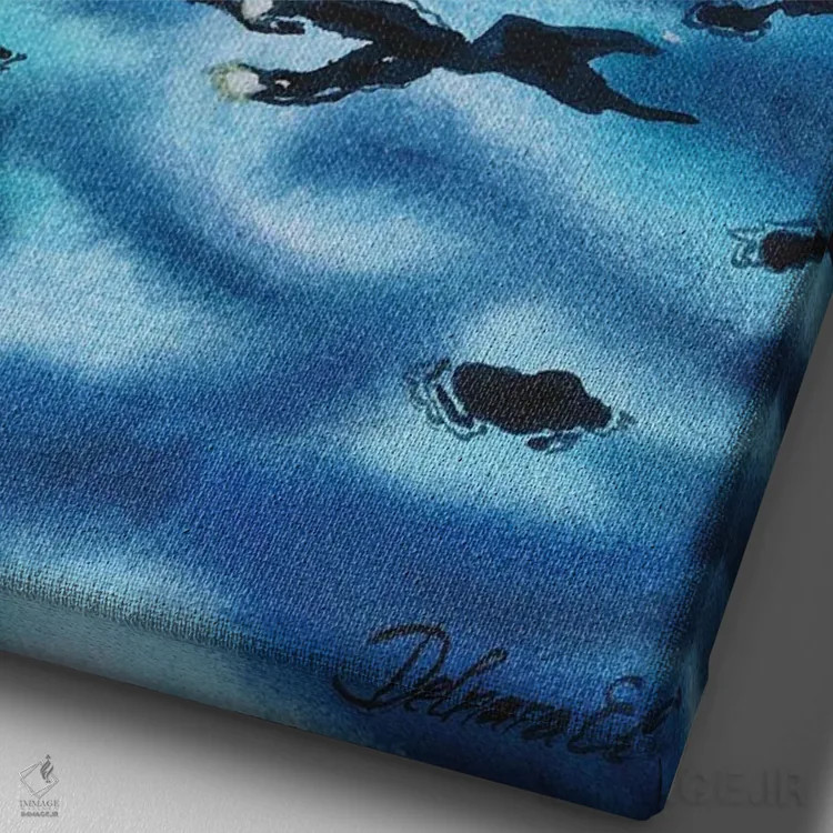 تابلو دکوراتیو انعکاس دریا و موج ها اثر دلنارا ال - نمای نزدیک بافت بوم