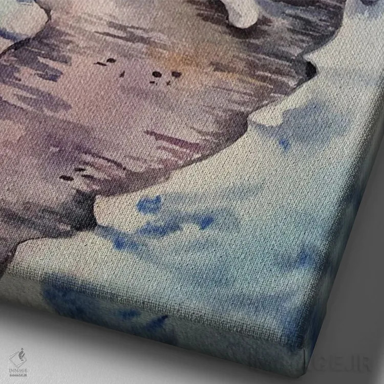 تابلو دکوراتیو جنگل زمستانی هنگام غروب اثر دلنارا ال - نمای نزدیک بافت بوم