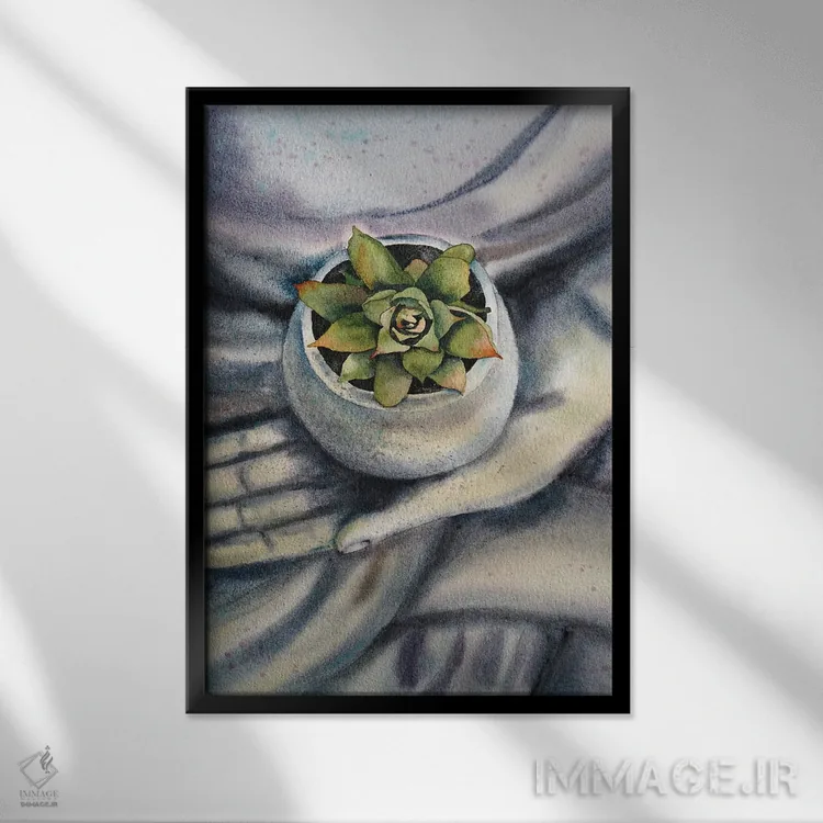 تابلو دکوراتیو همه ما گل در دستان بودا هستیم ۲ اثر دلنارا ال - نمای قابدار مشکی