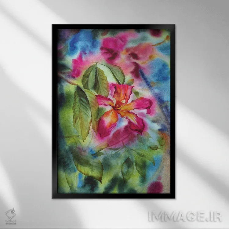 تابلو دکوراتیو درخت پنبه اثر دلنارا ال - نمای قابدار مشکی