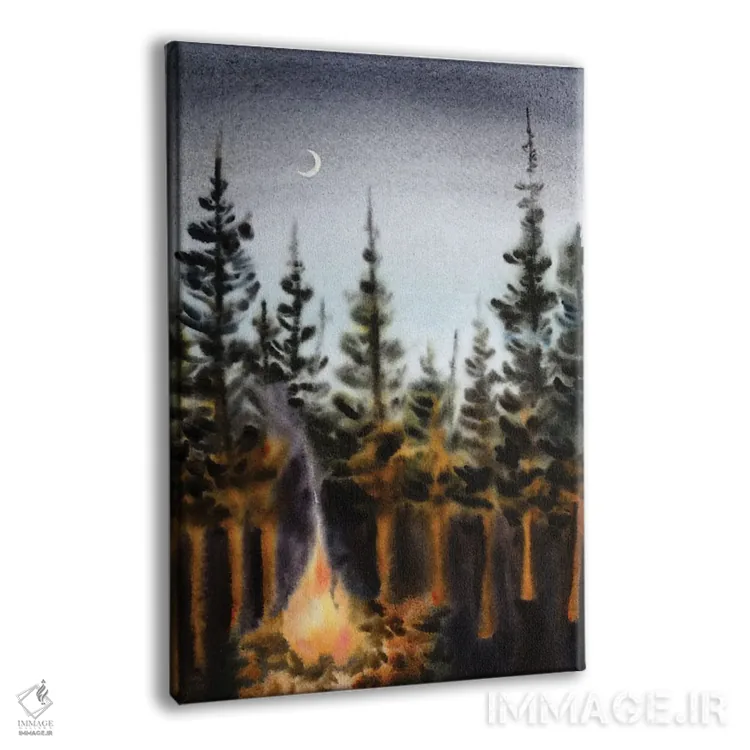 تابلو دکوراتیو شب شگفت انگیز در جنگل اثر دلنارا ال - نمای پرسپکتیو محصول