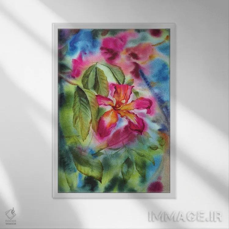 تابلو دکوراتیو درخت پنبه اثر دلنارا ال - نمای قابدار سفید