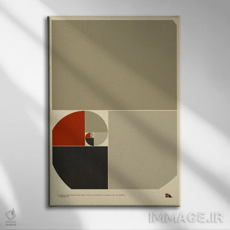 تابلو دکوراتیو نسبت طلایی اثر طراحی ۲۰۴۶ - نمای روبهرو روی دیوار