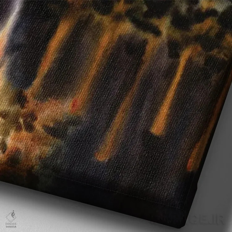 تابلو دکوراتیو شب شگفت انگیز در جنگل اثر دلنارا ال - نمای نزدیک بافت بوم