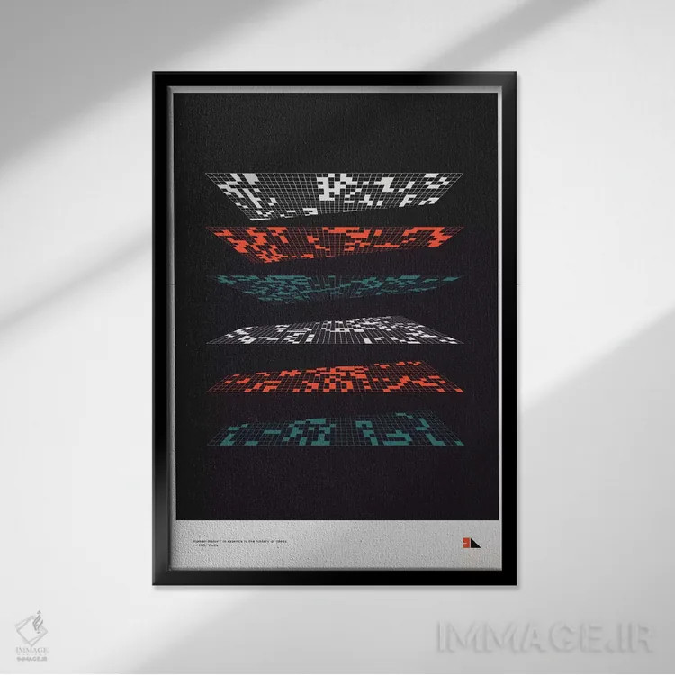 تابلو دکوراتیو زندگی چندگانه اثر طراحی ۲۰۴۶ - نمای قابدار مشکی