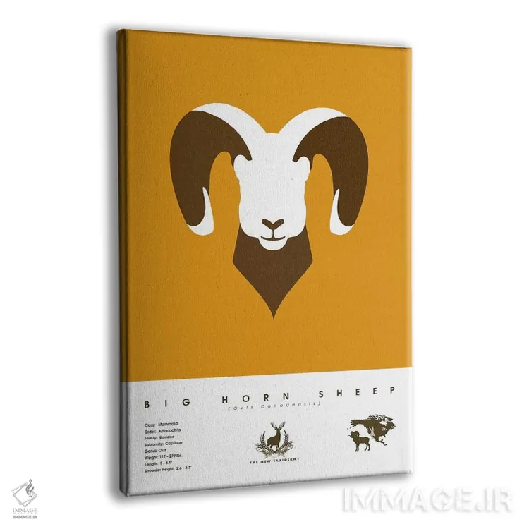 تابلو دکوراتیو گوسفند بزرگ شاخ اثر طراحی ۲۰۴۶ - نمای پرسپکتیو محصول