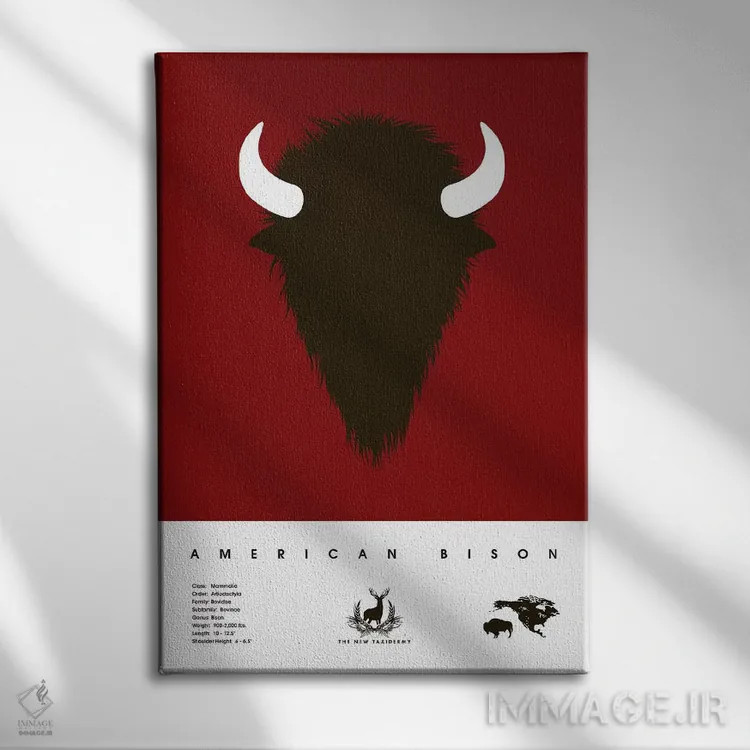 تابلو دکوراتیو بایسون آمریکایی اثر طراحی ۲۰۴۶ - نمای روبهرو روی دیوار