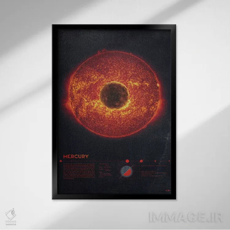 تابلو دکوراتیو عطارد اثر طراحی ۲۰۴۶ - نمای قابدار مشکی