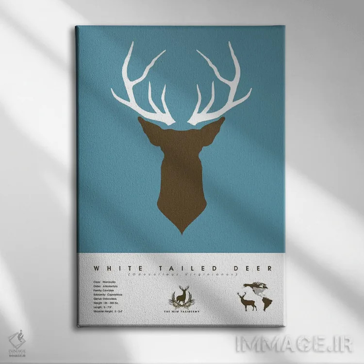 تابلو دکوراتیو گوزن دم سفید اثر طراحی ۲۰۴۶ - نمای روبهرو روی دیوار