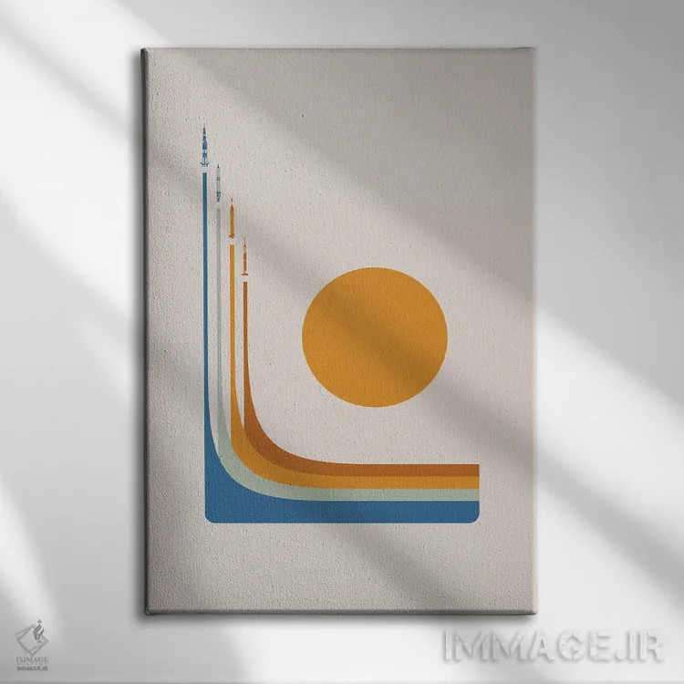تابلو مینیمال رقابت فضایی اثر طراحی ۲۰۴۶ - نمای روبهرو روی دیوار