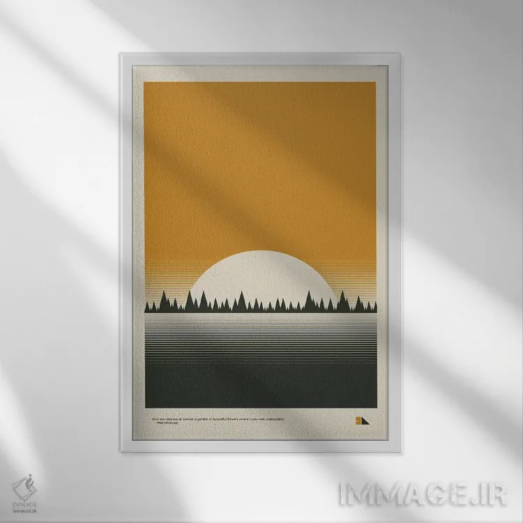 تابلو مدرن غروب اثر طراحی ۲۰۴۶ - نمای قابدار سفید