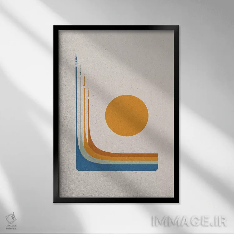 تابلو مینیمال رقابت فضایی اثر طراحی ۲۰۴۶ - نمای قابدار مشکی