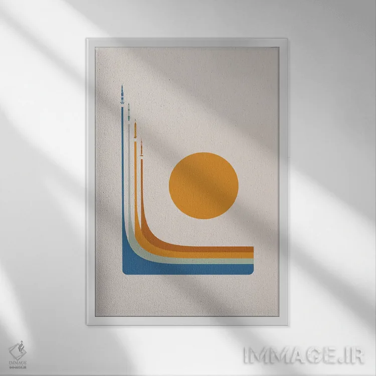 تابلو مینیمال رقابت فضایی اثر طراحی ۲۰۴۶ - نمای قابدار سفید