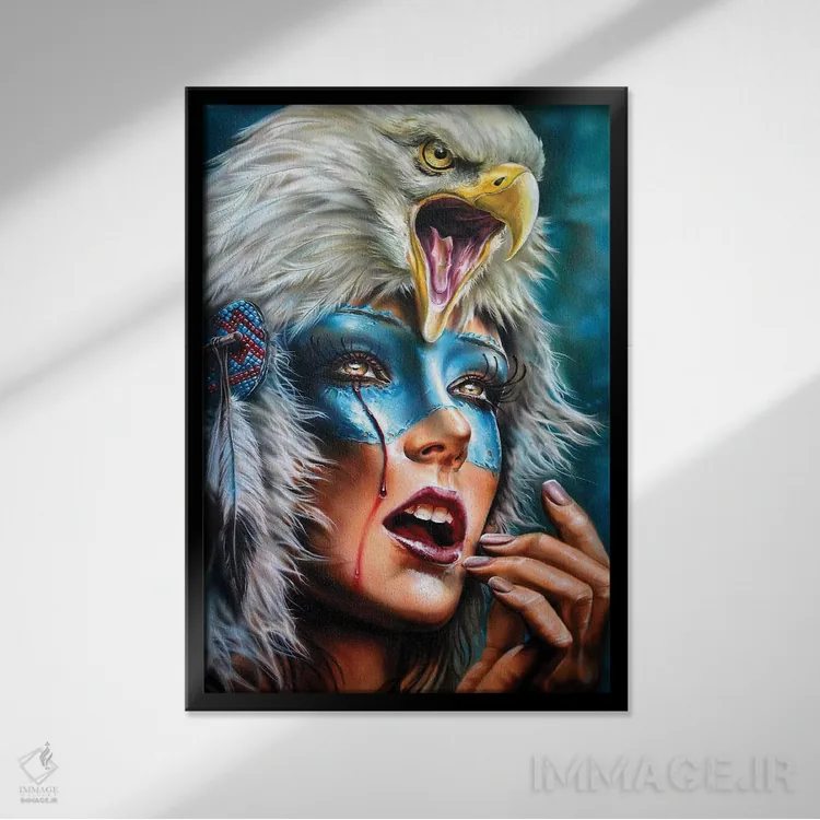 تابلو دکوراتیو کلاه پوست روح عقاب اثر درک تورکوت - نمای قابدار مشکی