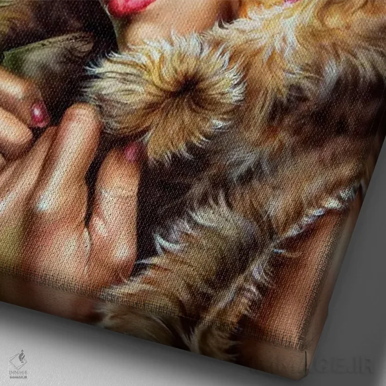 تابلو دکوراتیو ماندریل شکارچی اثر درک تورکوت - نمای نزدیک بافت بوم