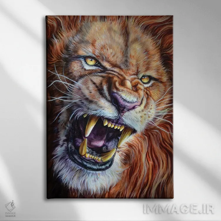 تابلو دکوراتیو شیر اثر درک تورکوت - نمای روبهرو روی دیوار