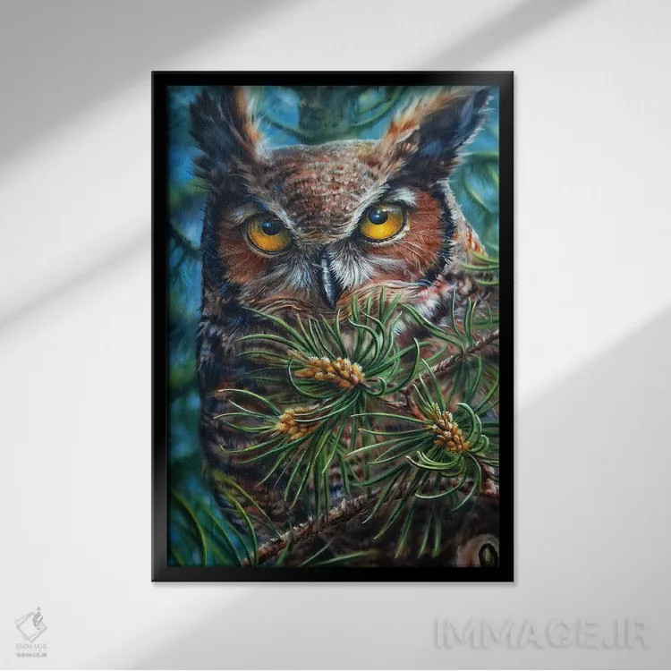 تابلو دکوراتیو شاخ بزرگ اثر درک تورکوت - نمای قابدار مشکی