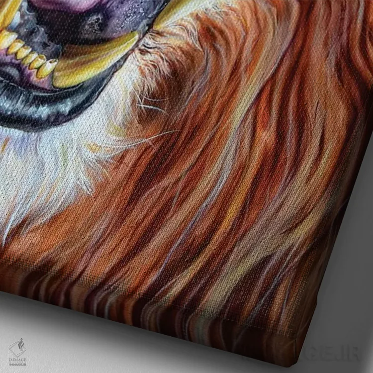 تابلو دکوراتیو شیر اثر درک تورکوت - نمای نزدیک بافت بوم