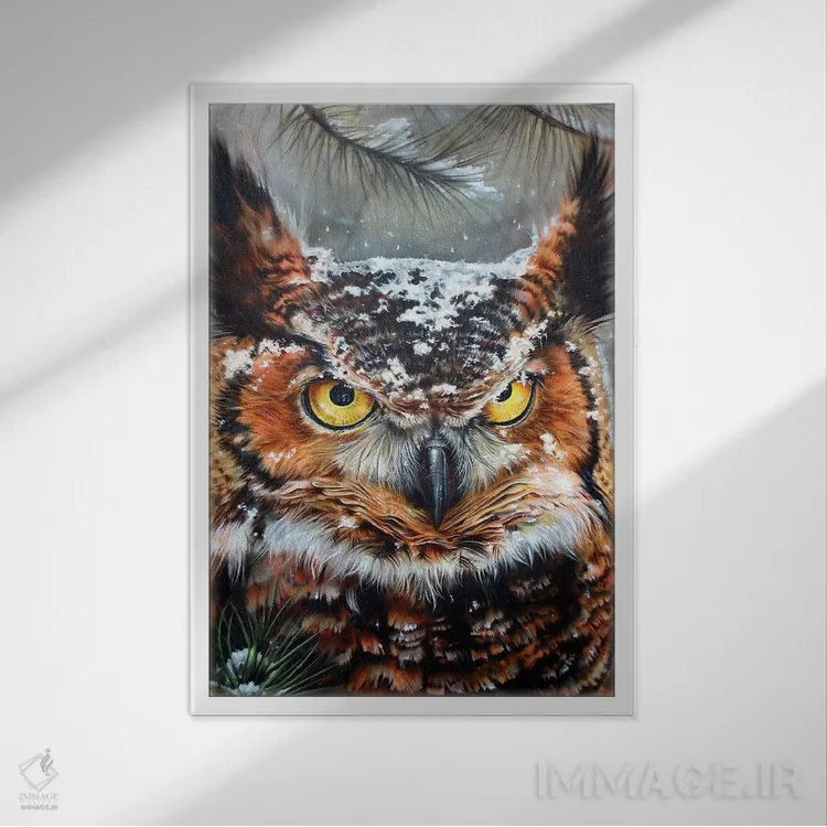 تابلو دکوراتیو شاخدار بزرگ ۲ اثر درک تورکوت - نمای قابدار سفید