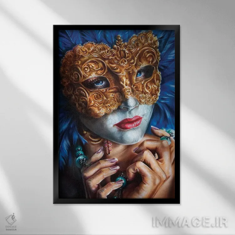 تابلو دکوراتیو نقاب دار اثر درک تورکوت - نمای قابدار مشکی