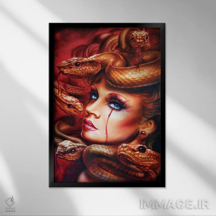 تابلو دکوراتیو مدوسا اثر درک تورکوت - نمای قابدار مشکی