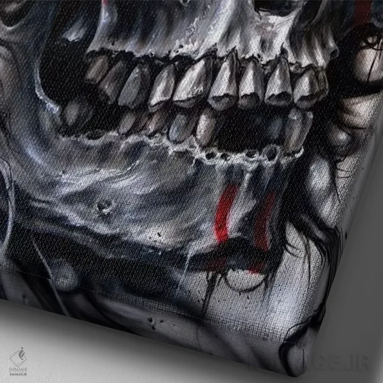 تابلو دکوراتیو لئوپارد جمجمه دار اثر درک تورکوت - نمای نزدیک بافت بوم