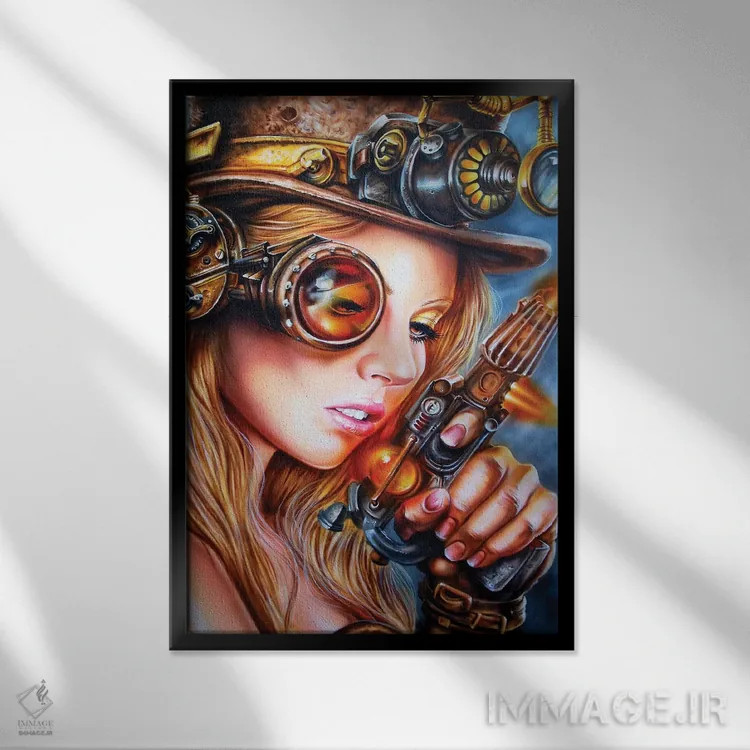 تابلو دکوراتیو استیم پانک اثر درک تورکوت - نمای قابدار مشکی