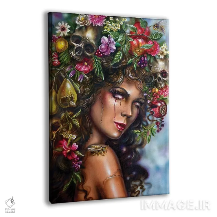 تابلو دکوراتیو دختر میوه ای اثر درک تورکوت - نمای پرسپکتیو محصول