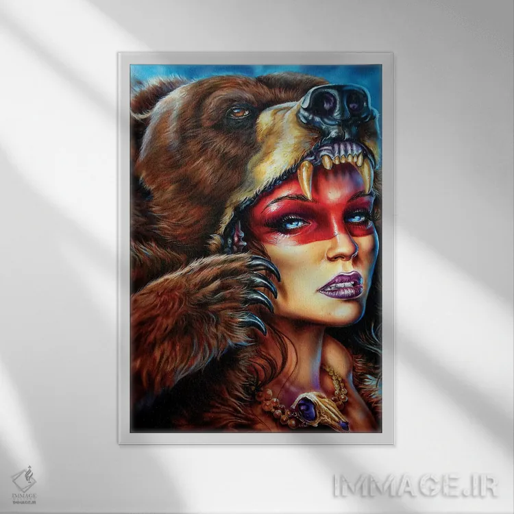 تابلو دکوراتیو کلاه پوست خرسی اثر درک تورکوت - نمای قابدار سفید