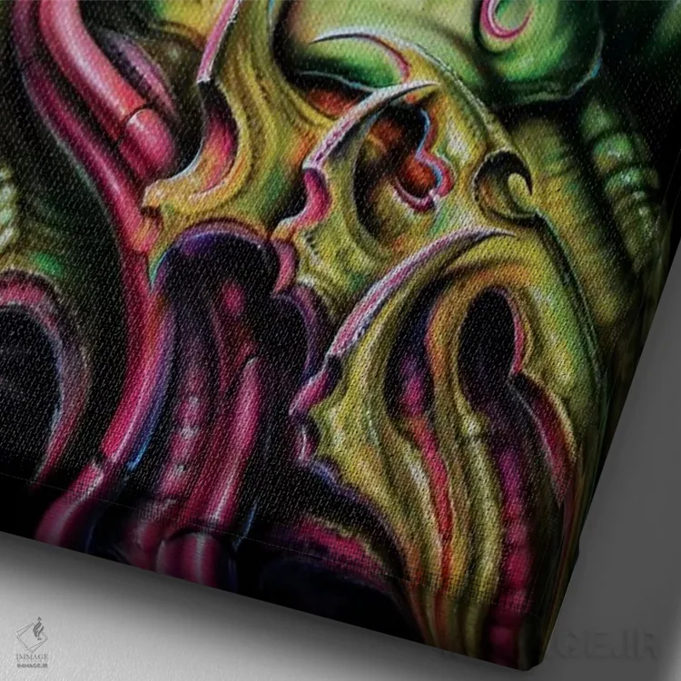 تابلو دکوراتیو ماشین برف ساز زیستی اثر درک تورکوت - نمای نزدیک بافت بوم