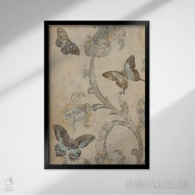 تابلو دکوراتیو پروانه تزئینی I اثر دبورا دوولیه - نمای قابدار مشکی