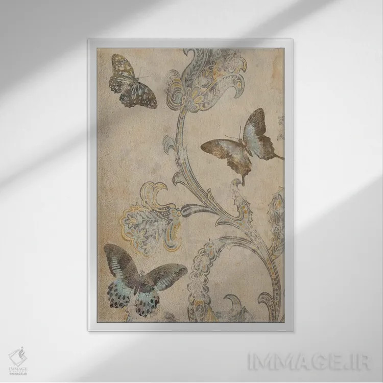 تابلو دکوراتیو پروانه تزئینی I اثر دبورا دوولیه - نمای قابدار سفید