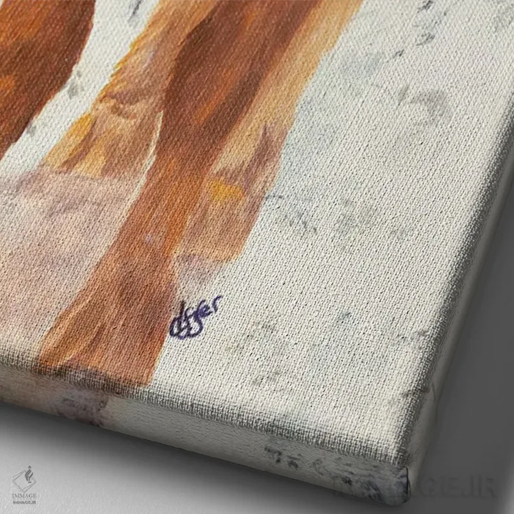 تابلو مدرن گاو مولی موو اثر دایان فیفر - نمای نزدیک بافت بوم