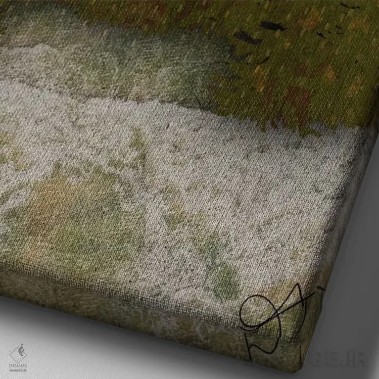 تابلو انتزاعی کوه تیره اثر دارلا فرارا - نمای نزدیک بافت بوم