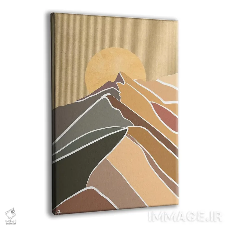 تابلو انتزاعی ماه بر فراز کوه ها در رنگ های روشن اثر دارلا فرارا - نمای پرسپکتیو محصول