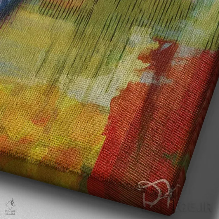 تابلو دکوراتیو مزرعه با درخت سیب اثر دارلا فرارا - نمای نزدیک بافت بوم