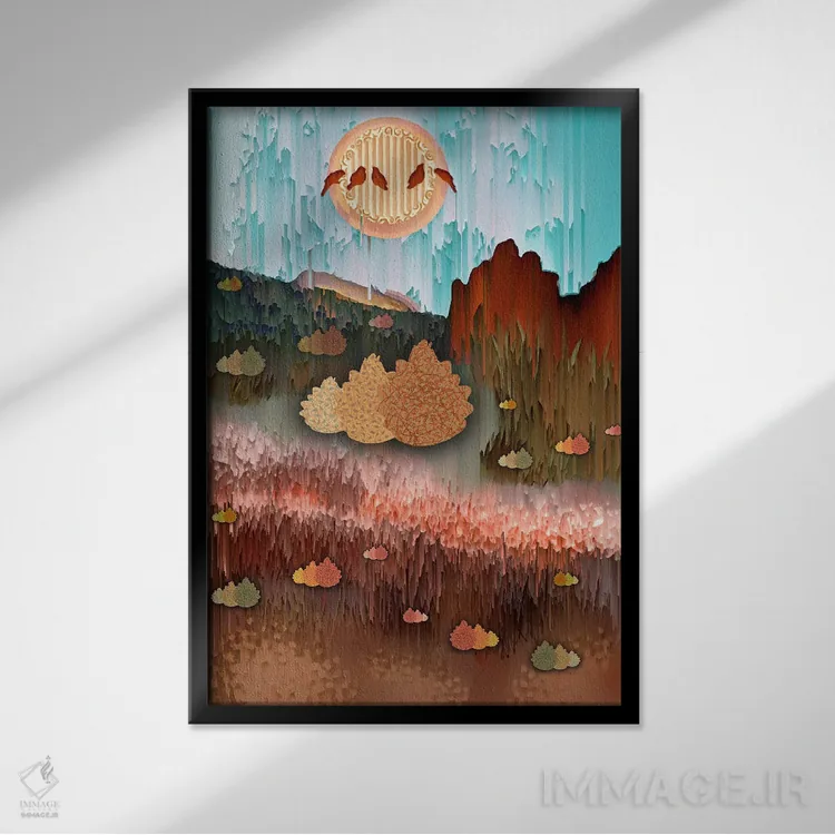 تابلو انتزاعی بیابان انتزاعی اثر دارلا فرارا - نمای قابدار مشکی