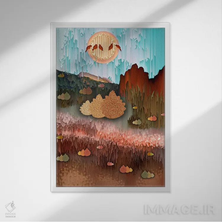 تابلو انتزاعی بیابان انتزاعی اثر دارلا فرارا - نمای قابدار سفید