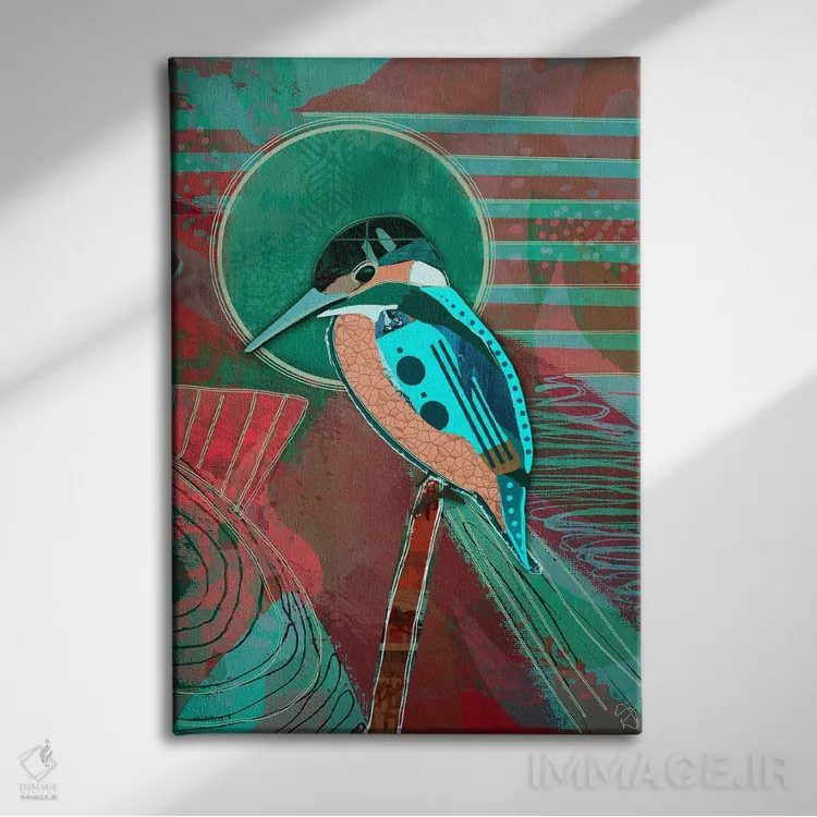 تابلو انتزاعی پرنده انتزاعی اثر دارلا فرارا - نمای روبهرو روی دیوار