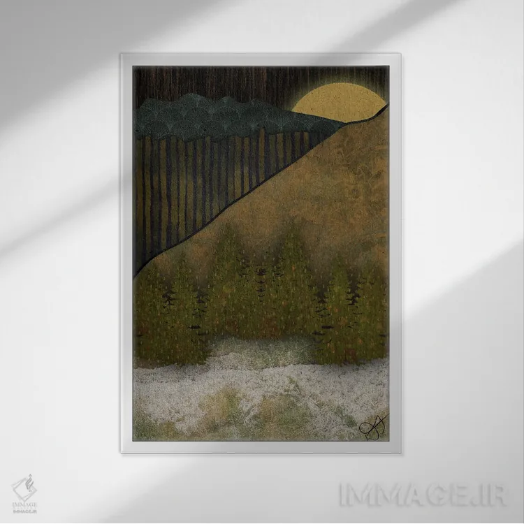 تابلو انتزاعی کوه تیره اثر دارلا فرارا - نمای قابدار سفید