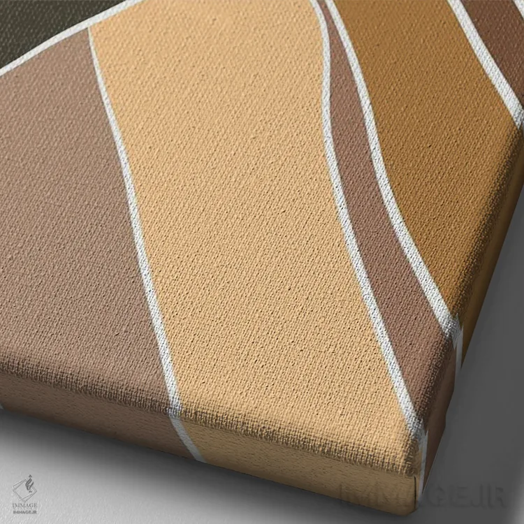 تابلو انتزاعی ماه بر فراز کوه ها در رنگ های روشن اثر دارلا فرارا - نمای نزدیک بافت بوم