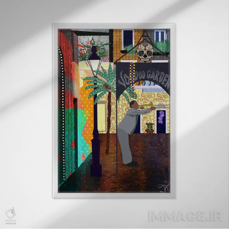 تابلو دکوراتیو محله فرانسوی اثر دارلا فرارا - نمای قابدار سفید