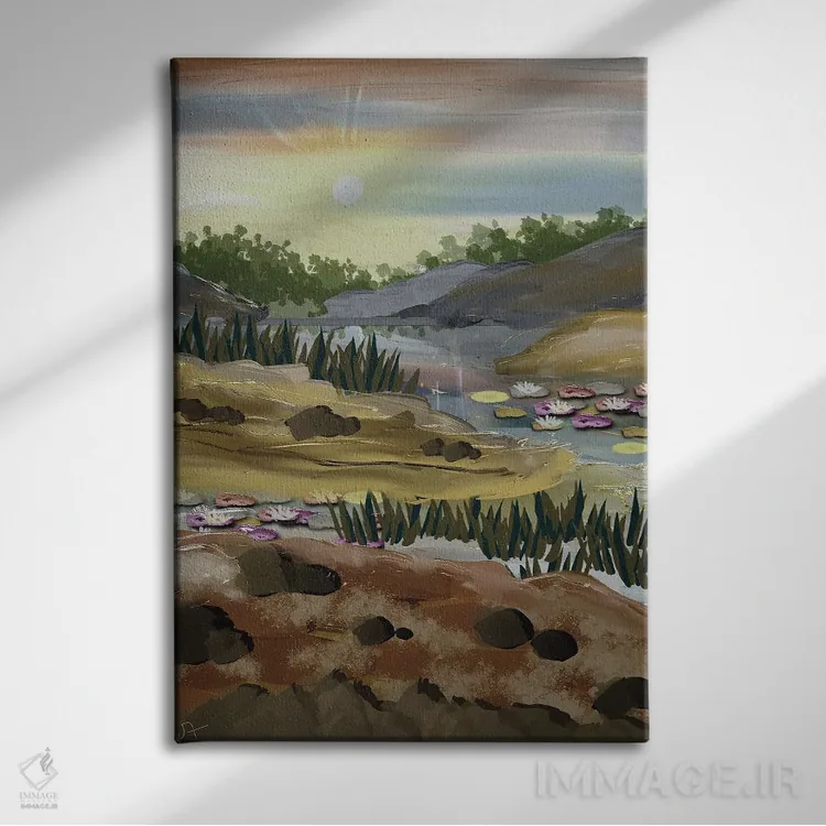 تابلو دکوراتیو خورشید بر فراز رودخانه اثر دارلا فرارا - نمای روبهرو روی دیوار