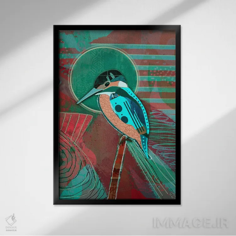 تابلو انتزاعی پرنده انتزاعی اثر دارلا فرارا - نمای قابدار مشکی