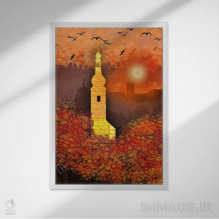 تابلو دکوراتیو معبد اثر دارلا فرارا - نمای قابدار سفید